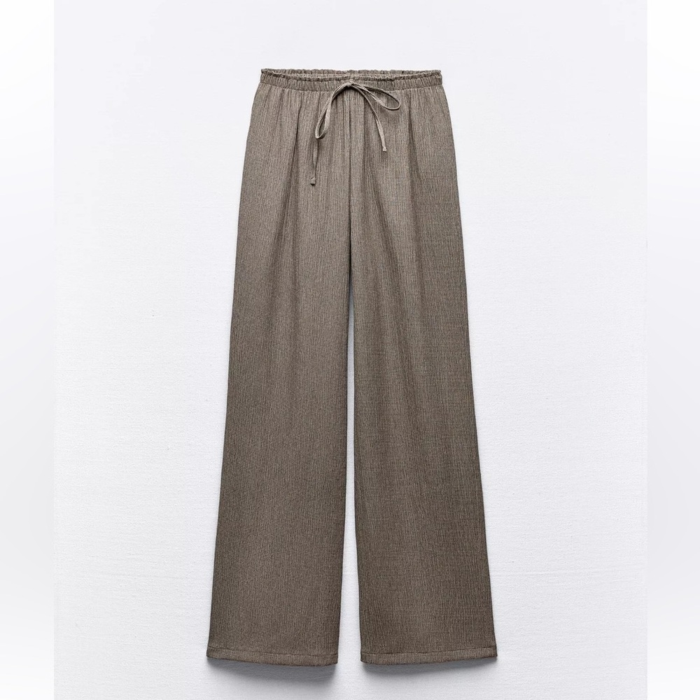 NWT Zara Textured Knit Straight Leg Pants - Brown Ref 5039/343